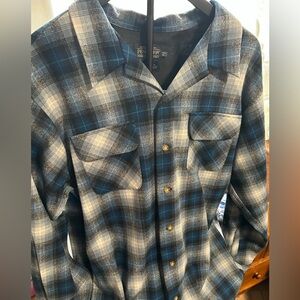 Pendleton Blue and White Plaid Casual Button-Down Shirt
